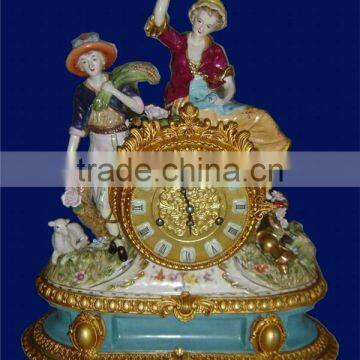 Pottery Home Decoration Art, Living Room Ceramic Desk Clock, Elegant Flower Ceramic Box Embedded Desk Clock photo-3