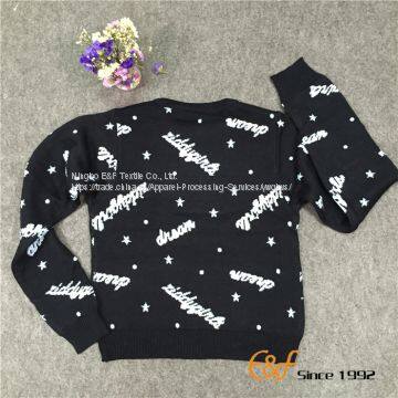 Jacquard Knitting Nice Sweater for Girls With Embroidery photo-2