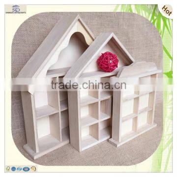 Hanging Standing Compartment Grids Wooden Display Storage Box photo-5