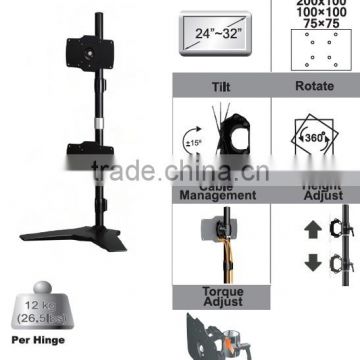 Monitor arm stand mount Aluminum Double Desk 24"-32" LCD