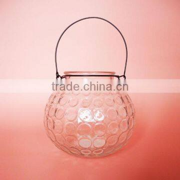 Transparent Pumpkin Shape Glass Candle Jar With Metal Holder photo-2