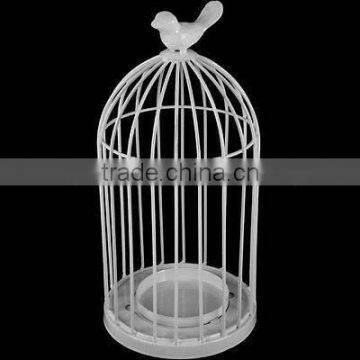 white finished tea light holder bird cage