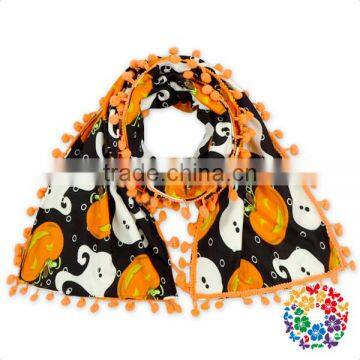 White Silk Scarf For Painting Long Plain Color Scarf Pom Pom Cotton Fashion Scarf photo-6