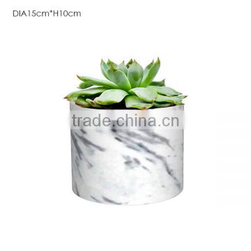 Home decor desktop marble efect cement flower pot planter