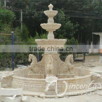 Outdoor Garden Decoration Stone Carving Marble Horse Water Fountain photo-5