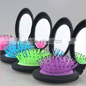 Two in one massage comb & mirror, portable cosmetic comb, travel type folding airbag comb