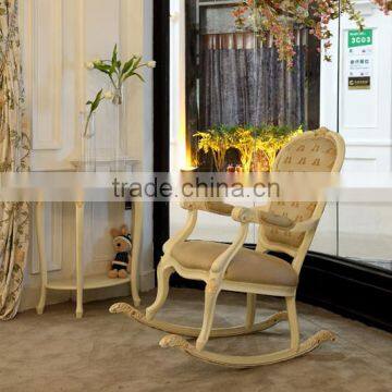 Antique ivory and white color wooden handmade carved adult rocking chair prices - BF07-70320A