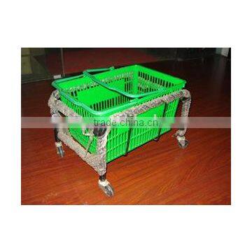 metal shopping basket holder with wheels