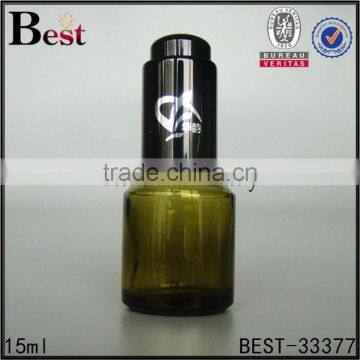 China 15ml Dark Green Frosted Cosmetic Essence Perfume Empty Glass Bottle Basket Dropper Bottle Glass Wholesale photo-5