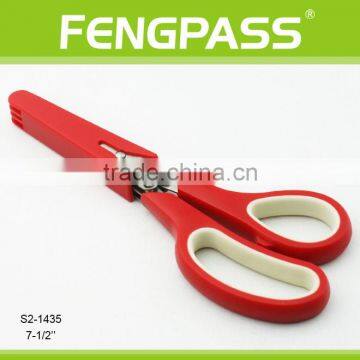 S2-1435 7-1/4" PP + TPR and Stainless Steel 3 Blades With Cover Herb Scissors