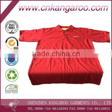 Embroidred LOGO 3pcs Transparent Front Fly Buttons 50% Polyester 50% Cotton Red T Shirt