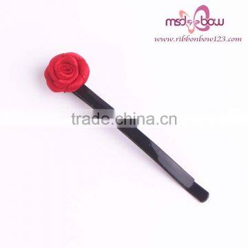 Wholesale Hair Accessories Satin Rose Hair Clip Design for Kids, Flower Hair Cilp photo-3
