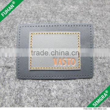 Faux Double layer Leather Patch With Embossed Logo
