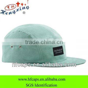 Green flat custom blank suede 5 panel cap