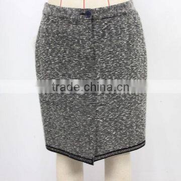 Wholesale Winter Office Wear Elegant Mature Tight Ladies Classic Tweed Pencil Skirt photo-2