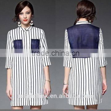 Outdoor Custom Cheap Lady Striped Breathable Linen Shirt Nice Design photo-6