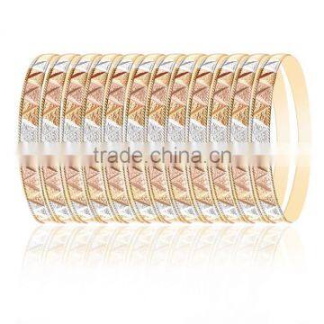 Micron Finish 6 MM Three Tone Plated Side Veni Bangles