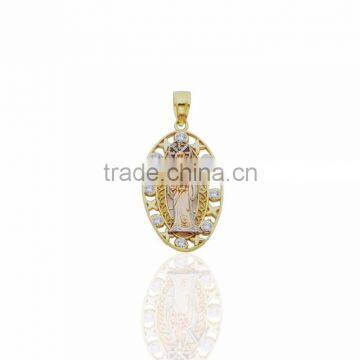 Three Tone Plated cz studded st Death charm pendant