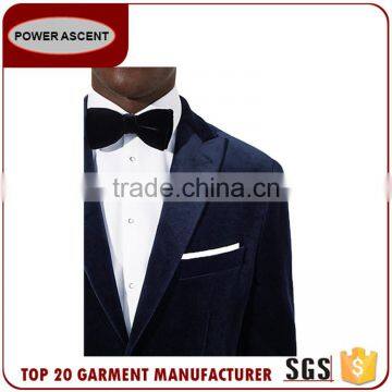 OEM Service High Quality French Trendy Arrow Lapel Single Button Velvet Blazer Coat Pant Suit For Men photo-3