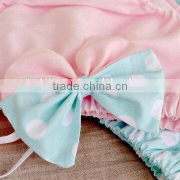 Cute Baby Cotton Bloomer Pure Color Diaper Cover With Bowknot Headband for Infants photo-6