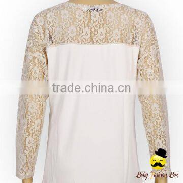 2017 Spring Cheap Adult Women Transparent Lace Floral Long Sleeve Rose Printed Cotton Raglan Lady T Shirt Top photo-4