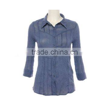 mid- long sleeve elegant satin blouse for lady