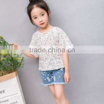 S17357A 2017 New Style Tops For Children Girls Cute Blouse Designs