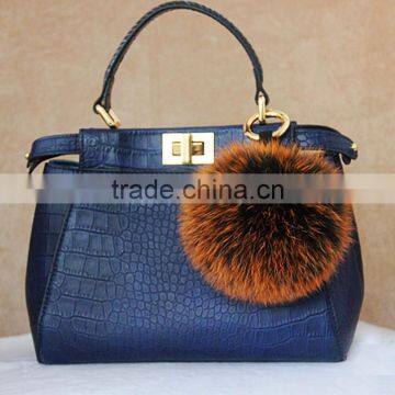 Myfur Multi-Color Fox Fur with Frost Pom Pom Hot Sale Real Fur Bag Charm Accessory