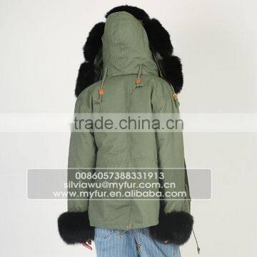 Myfur Luxury Fox Body Fur Trimmed Ladies Parka Jackets Wholesale photo-6