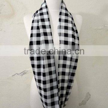 Black & White Plaid Gingham Infinity Scarf, Tube Scarf, Circle Scarf, Loop Scarf, Scarves, Spring - Fall - Winter Fashion photo-3