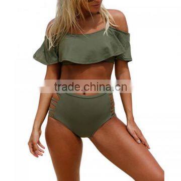 New High Waist off shoulder Tankinis Set for girl tankinis swimwear