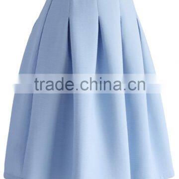 2016 Guangzhou Shandao Factory Summer New Arrivals Casual Pleated Blue High Waist Half Chiffon Lady Skirt photo-4