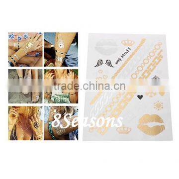 Hot Selling Mixed Pattern Gilding Water Transfer Printing Large Size Waterproof Paper Temporary Tattoos Sticker