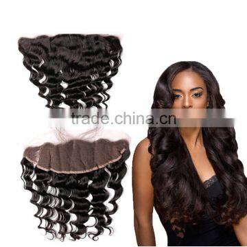 7A Full Lace Frontal Brazilian Virgin Hair Loose Wave 13X4 Brazilian Hair Closure Lace Frontal With Bleached Knots