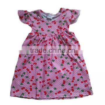 Sue Lucky wholesale 2017 baby girl summer casual dress in cherry pattern