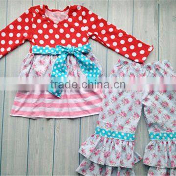 New coming trendy style bow design girls baby outfit