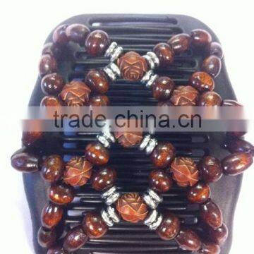 2015 Fashion Magic Hair Comb XP-CM-1009 Plastic Wooden Beaded Magic Hair Comb Costume Twins Hair Comb Sets Factory Price photo-2