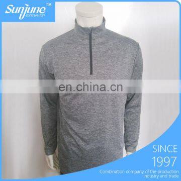 Dri fit good stretch sports long sleeve shirts 1/4 zipper stand collar T shirt for men
