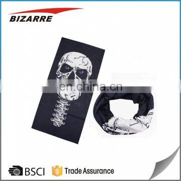 High Quality Black Skull Microfiber Sports Headwear Bandana