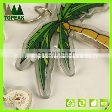 Factory direct sale key chain Transparent double-sided key chain Acrylic coconut cartoon key accessories gifts