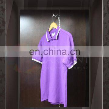 Customised Promotion Blank CVC Short Sleeves Men Purple Polo Tshirt
