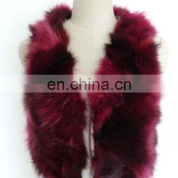 2013 new dyed pink and black color reccoon fur vest with two hook eyes closed, 100% polyester lining