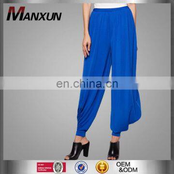 Factory price yoga pants ladies fashion baggy pants trousers women cotton blue harem pants