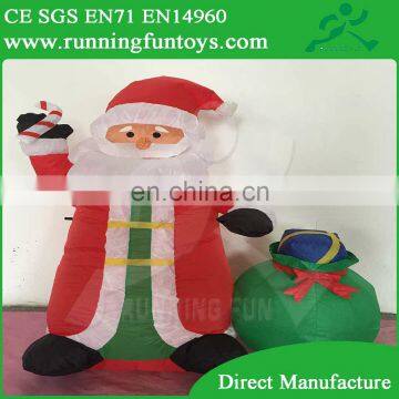 Christmas ornament inflatable Santa Claus carry candy cane with gift bag outdoor decorations