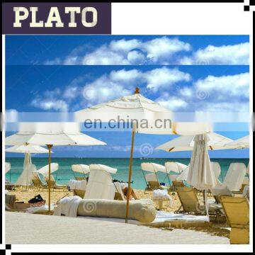 2014 Newly designed wooden frame beach umbrella with sides popular with tourists visit seaside