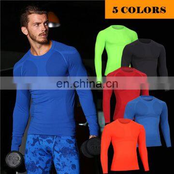 Men's Cool Dry Gym Wear Skin Fit Long Sleeve Compression Shirt