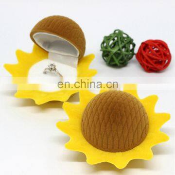 Sunflower Shaped Velvet Rings Gifts Box Jewelry Display Case