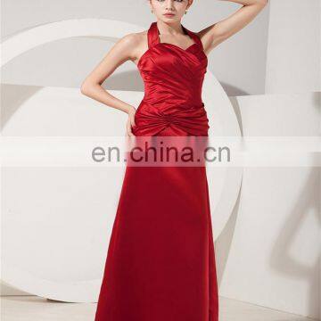 Sexy Halter Sleeveless Evening Gowns Backless Floor Length Zipper Ruched Mother Of The Bride Dress photo-2