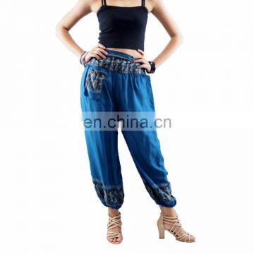 NAPAT Comfortable Casual Front Pocket Woven High Waist Printed Cotton Loose Pants for Ladies