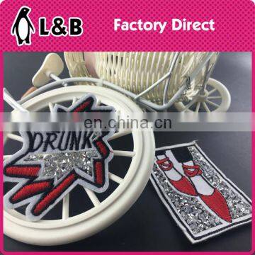 2017 embroidery patches iron on appliques patches with rhinestone/beads